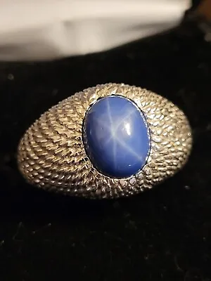 14K Star Sapphire Ring Men's Size 9.75 White Gold 7.1g • $899.99