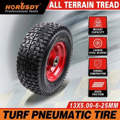 13  Wheelbarrow Trolley Wheel 5.00-6 Pneumatic Tyre 25.4mm Bore Tire Steel Rim • $32.99