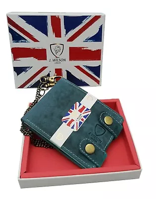 £10.95 • Buy Designer J Wilson Mens Wallet Quality Real Leather Biker Chain Purse Distressed 