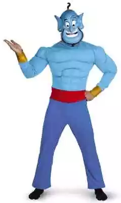 Genie Muscle Disney Aladdin Magic Fancy Dress Up Halloween Deluxe Adult Costume • $82.63