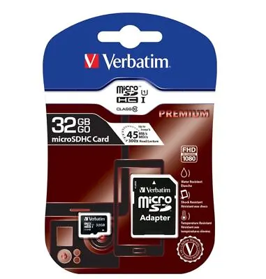 VERBATIM 32GB MicroSD SDHC SDXC Class10 UHS-I Memory Card 45MB/s Read 10MB/s Wri • $35.97