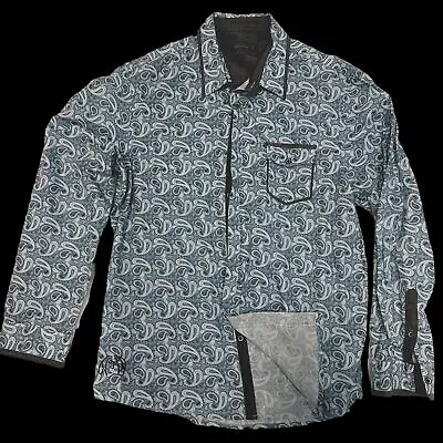 John Lennon Shirt By English Laundry Size 2XL Mens Blue & Paisley Trim • $22.67