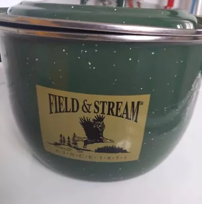 Field & Stream Green Enamelware Metal Kettle / Pot -Dishwasher Safe • $19