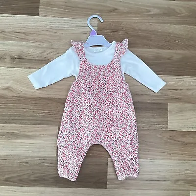 £2.26 • Buy Baby Girl Clothes 0-3 Months Next Outfit White Bodysuit Ditsy Floral Dungarees 