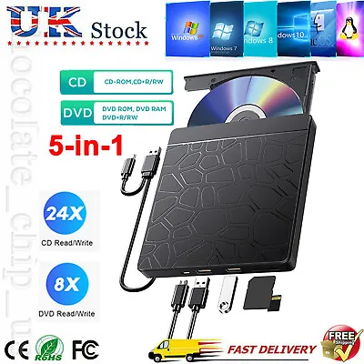 £21.99 • Buy 3.0 USB External CD Drive Disc Player DVD+R CD-ROM CD-R VCD For Laptop Windows C