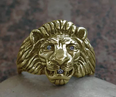 $950 • Buy Solid 14K Gold Lion Ring VS1 Quality Diamonds All Sizes 11.6 Mens Women