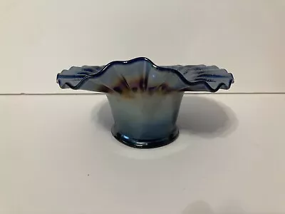 Vintage Blue Carnival Glass 6.5  Vase • $20