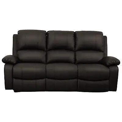 Milan Recliner Sofa Brown Faux Leather Armchair 2 Seater 3 Seater Sofa Set • £369.99