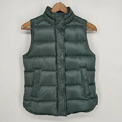 J Crew Vest Womens Extra Small Alhambra Green Full Zip Shiny Puffer Down Jacket • $15