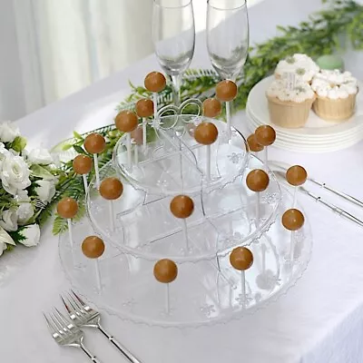 CLEAR 12  Plastic 3 Tier Cake Pop Holder Round CUPCAKE STAND Dessert Tower Party • $9.85