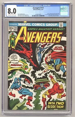 Avengers 111 (CGC 8.0) Daredevil X-Men Magneto Black Widow Heck 1973 Marvel O212 • $44