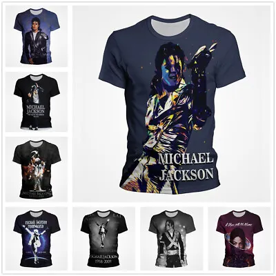 New Michael Jackson 3D Print Unisex Casual Loose T-shirt Top Short Sleeve UK • £14.12