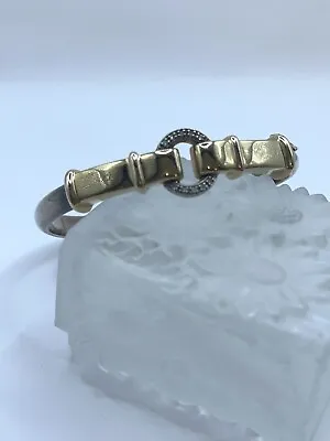 Alwand Vahan Sterling Silver & 14K Gold Diamond Hinged Bangle Bracelet • $225