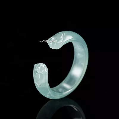 Natural Jadeite Ring Women Men A Grade Blue Water Cat's Claws Band Open Ring   • £38.92