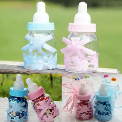 12/24PCS Fillable Bottles Sweet Candy Boxes Baby Shower Baptism Party TableDecor • £4.24