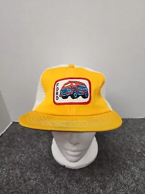 VTG Pickup Truckin Mesh Snapback Hat Mesh Trucker Cap Patch Yellow FORD • $17.99