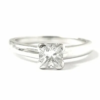 £995 • Buy Platinum Diamond Ring Size H Solitaire Engagement Princess Cut Hallmarked 0.50ct