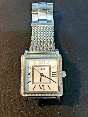 Guess U0826L1  Square Rhinestone And Mother-of-pearl  Women Watch NEW BATTERY • $18