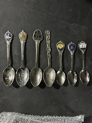 Vintage State Collectors Spoons AS IS Souvenir Travel Mini Spoons LOT OF 7 • $12.99