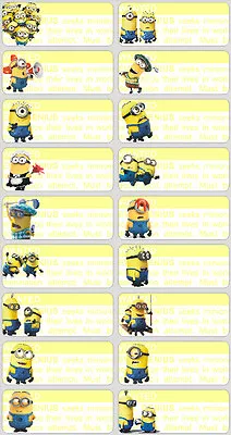 $5.49 • Buy 36 Minions Personalised Name Label Sticker School Book Vinyl Waterproof Kid Boy