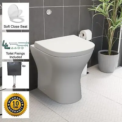 £129.97 • Buy Back To Wall BTW Toilet WC Pan Soft Close Seat Concealed Cistern Flush Button