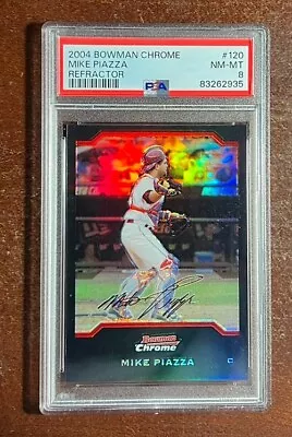 2004 Bowman CHROME Mike Piazza REFRACTOR🌈PSA 8🚨NM-MINT💎Mets🎺 • $0.99