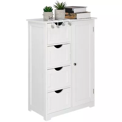 Floor Bedroom Cabinet Wooden W/ Dresser Chest Of 4 Drawers Storage Organizer • $69.98