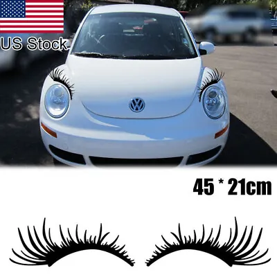 2x Car Black Eyelashes Decal For Headlight Fog Light Sticker Badge Universal • $20.99
