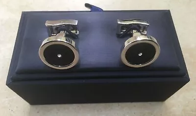 £16.92 • Buy TM Lewin Mens Onyx Diamante Swivel Fitting Cufflinks RRP £29.95 New Boxed