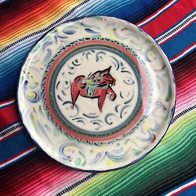 Vintage Moroccan (?) Pottery Charger Wall Plate Handpainted Horse Platter MCM • $29