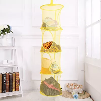£5.88 • Buy Folding Toys Storage Hanging Bag Basket Soft Teddy Hammock Net 4 Girds