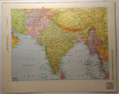 1960's Vintage INDIA Atlas Map - Old Antique Rand McNally World Atlas • $7.56