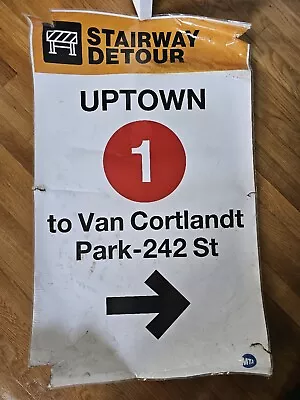 New York City MTA #1 Train / Subway Detour Sign • $30