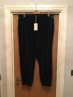 *bnwt* Monsoon Teal Green Velvet Jogger Style Trousers..size Xl-20-22 • £14.99