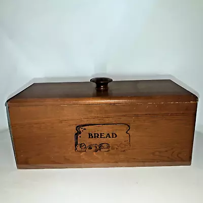 Vintage Wooden Bread Box Handcrafted Country Kitchen • $45