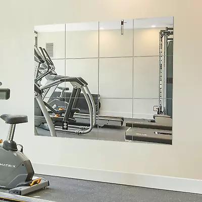 Home Gym Mirrors 12 Inch X 12Pcs Wall Mounted Mirror Glass Frameless Full Length • $44.23