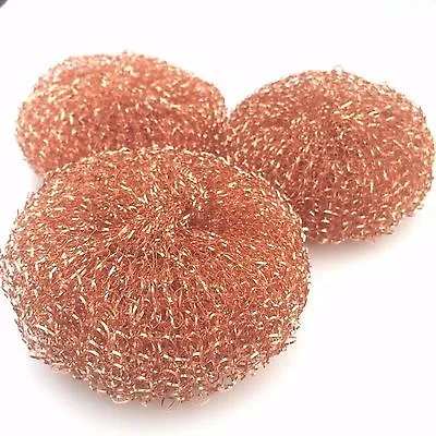 3x Copper Coated Scourer Heavy Duty Kitchen Pots Pans Scrubber Cleaning Fast! • £4.31
