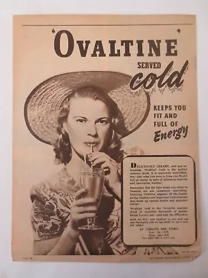 Vintage Australian Advertising 1949 Ad OVALTINE TONIC FOOD DRINK Woman Art  • $14.95