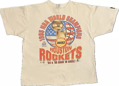 Vintage 1995 NBA Houston Rockets 94'- 95' World Champions T-Shirt - XL • $34.99