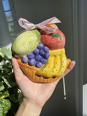 RARE VINTAGE CERAMIC WALL HANGING FRUIT VEGETABLE Chalkware Basket 50s 60s 70s • $24.99