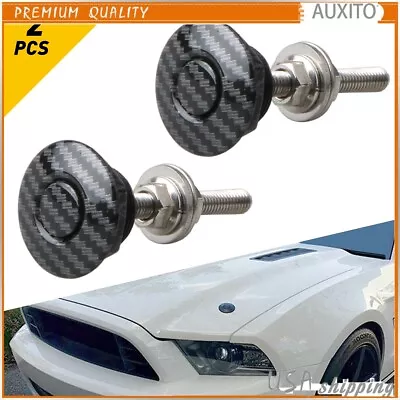 2 X Button Push Quick Release Hood Bonnet Lock Pins Clip Car Bumper Latch Carbon • $14.99