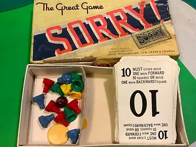 Waddington Sorry Gamethe Great Game SORRYincomplete Set!old Table Game • £23.35