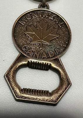 Vintage Montreal Canada Maple Leaf Bottle Opener Travel Metal Keychain Key Ring • $12.99