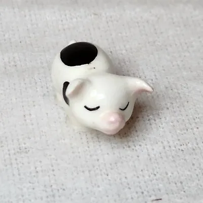 Vintage Hagen Renaker White Black Spotted Pig Piglet Miniature Animal Figurine  • $8.97