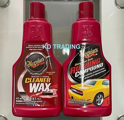 (2-Pk) Meguiar's Car CLEANER WAX + RUBBING COMPOUND Polish Revive Dull Finishes  • $34.95