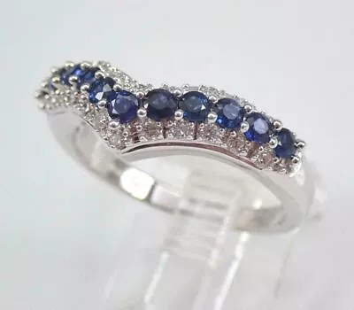 2Ct Lab Created Blue Sapphire Curved Eternity Wedding Band 14k White Gold Plated • £55.92