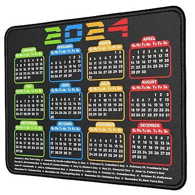 2024 Calendar Mouse Pad With Stitched Edges Black Gaming Non Slip Rubber Mat ... • $18.64