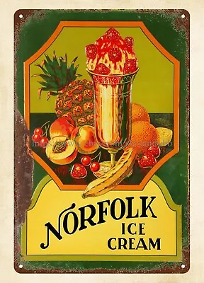 Bedroom Decor Inspiration 1940s Norfolk Ice Cream Metal Tin Sign • $18.85