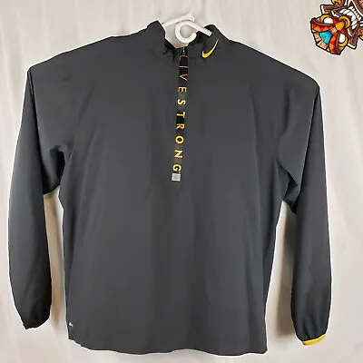 NIKE FitDry Mens LG Livestrong 1/2 Zip Pullover Activewear Black Long Sleeve EUC • $49.95