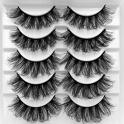 UzziLashes 5Pairs5D Mink Fake Eyelashes Long Wispy Fluffy False FauxEyeLashes UK • £3.99